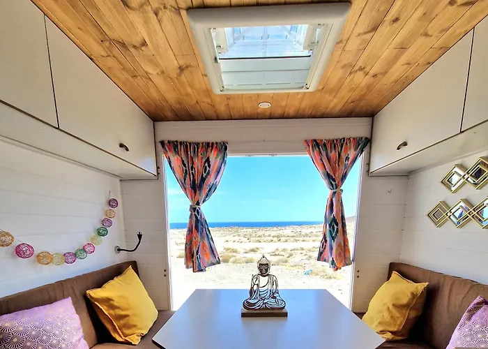 Static Camper In Front Of The Sea